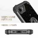 LONTECT for iPhone 16e Case Glitter Sparkly Bling 3 in 1 Shockproof Heavy Duty Hybrid Sturdy High Impact Protective Cover Case for Apple iPhone 16e 6.1 inch 2025,Black