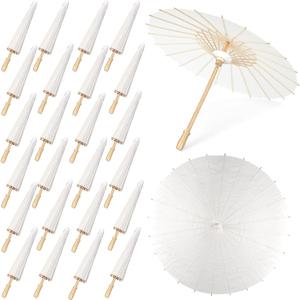 MOTOTO 60 Pieces 33 Inches White Paper Umbrellas Parasol Chinese Japanese Oiled Paper Umbrellas Decorative DIY Painting Parasol for Wedding Bridal Party Decor