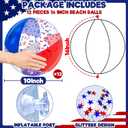 12 Pack 16" Inflatable Patriotic Beach Balls,4th of July Red White and Blue Stars Glitters Beach Ball Bulk,250th Anniversary Pool Toys for Kids & Adults Summer Swimming Pool Beach Party Game Water Toy