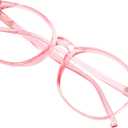 VisionGlobal Blue Light Blocking Glasses for Women/Men, Anti Eyestrain, Stylish Oval Frame, Anti Glare (Clear Pink, +1.00 Magnification)