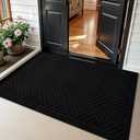 PLEASOR Front Door Mat Outside Entrance, Dirt Resistant and Absorbent Welcome Door Mat Outdoor Indoor,Sturdy Non-Slip Backing Entry Mat, Fade Resistant, Low Profile Doormat for Entryway, 29x17, Black
