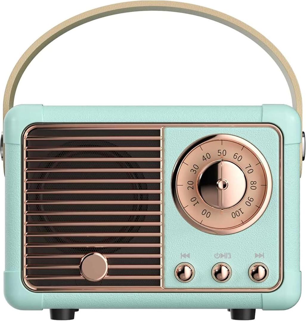 Baolira Retro Bluetooth Speaker, Wireless Portable Speaker with Crystal Clear Stereo Sound and Rich Bass, Vintage Decor, Retro Decor, Gifts for Teen Girls Boys Women (Blue)