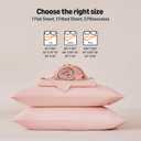 Amazon Basics Sheet Set Cationic Microfiber 4-Piece Bedding Set, Wrinkle Free and Easy Fit, Easy Care Bedding with 1 Deep Pocket Fitted Sheet, 1 Flat Sheet, and 2 Pillowcases, Full, Pink