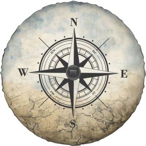 Compass Rose Spare Tire Cover with Backup Camera Hole Leather Wheel Cover for Wrangler JL, Sport & Sahara (2018-2025)