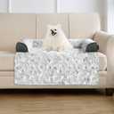 blunique Calming Small Dog Bed for Couch, 35 x 31 inch Removable Couch Cover for Dogs Washable, Non-Slip Fluffy Plush Dog Sofa Mat for Furniture Protector - Grey