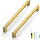 Ravinte 3 Pack Gold Cabinet Pulls 8 Inch Brushed Brass Kitchen Cabinet Handles Gold Square Kitchen Hardware for Drawer Pulls Come with Screwdriver