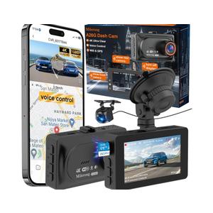 A26G Dash Cam Front and Rear Camera with Voice Control,Car Cameras Dashcam for Cars with WiFi, GPS, 64G Card, 24H Parking Monitor, G-Sensor,IR Night Vision,Loop Recording