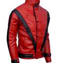 DIZLLER Party&Dance wear - D1 - Red & Black Jacket - FAUX Leather -XL (Red)