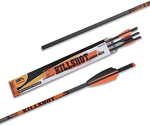 Crossbow Bolts 20 Inch 400 Grain Carbon Crossbow Arrows .003/.001 Straightness with 3 Inch Vanes, Moon Nock (Pack of 6)