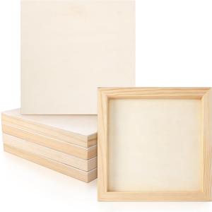 6 Pack 8 x 8 Inch Wood Panel Boards, Unfinished Wooden Canvas Panels Boards for Painting, Drawing, Canvas. DIY Crafts Projects, Arts Use with Oils, Acrylics