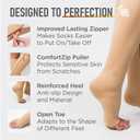 Lemon Hero Medical Zippered Compression Socks - Open Toe 20-30 mmHg Varicose Veins Stockings with Zip Guard for Skin Protection, Lightweight Diabetic Compression Socks with Zipper - Large, Beige