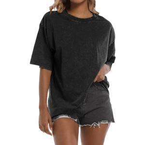 Tuislay Oversized Tshirt Shirts for Women Vintage Acid Wash T Shirt Cotton Casual Baggy Boyfriend Teens Basic Grunge Tees Top