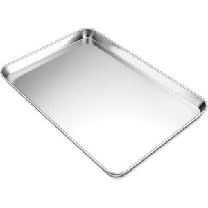 P&P CHEF 19.6 Inch Baking Cookie Sheet, Oven Pan Tray Stainless Steel Sheet Pan for Kitchen, Oven Bakeware for Multi Uses, Shiny Look & Dishwasher Safe, Healthy & Heavy Duty, 2Pc