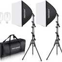 Neewer 700W Equivalent Softbox Lighting Kit, 2Pack UL Certified 5700K LED Lighting Bulbs, 24x24 inches Softboxes with E26 Socket, Photography Continuous Lighting Kit Photo Studio Equipment