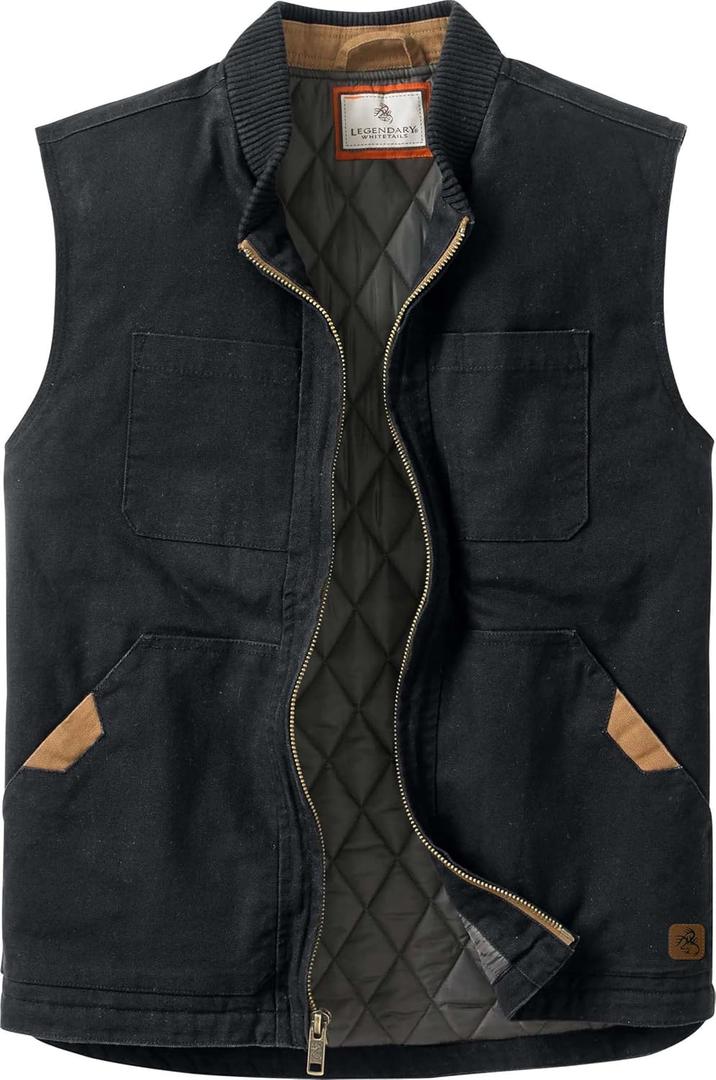 Legendary Whitetails Men's Canvas Cross Trail Vest (Medium, Black)