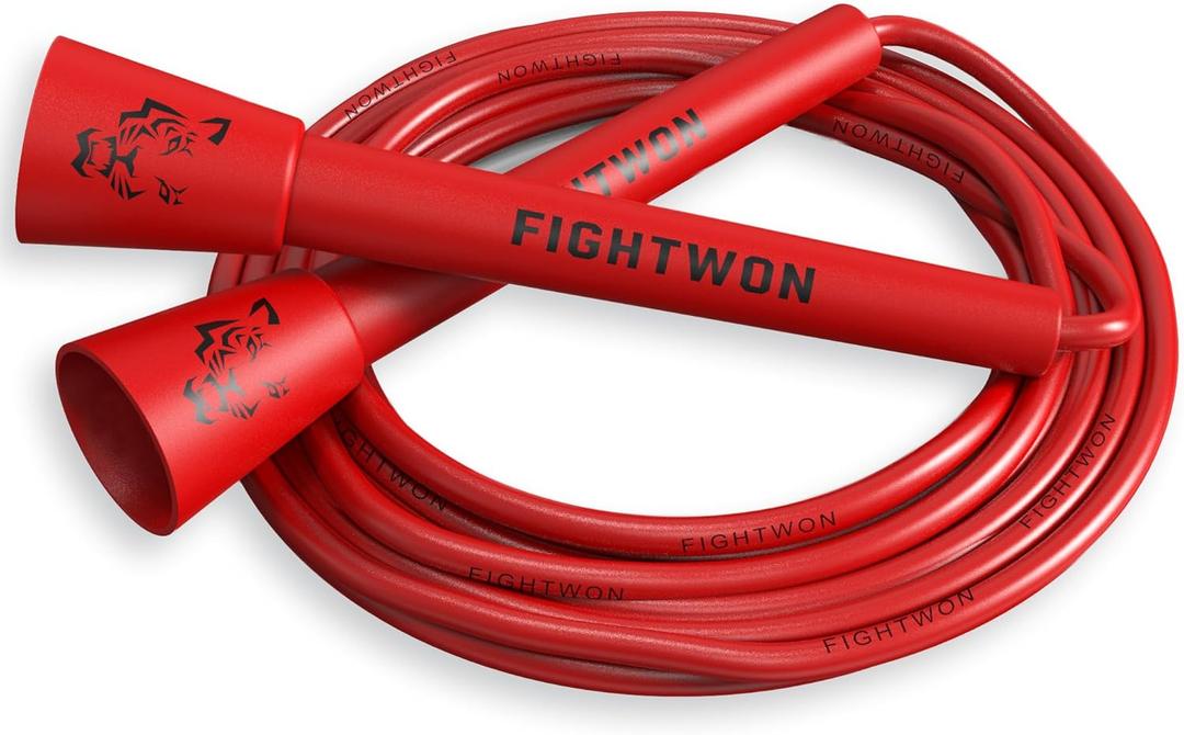 5mm PVC Jump Rope for Fitness | Adjustable Indoor/Outdoor Skipping Rope with Unbreakable Handles | Ultra-Strong PVC & White Grips (Scarlet Red)