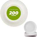 Concession Essentials 9 Inch Paper Plate Uncoated Plates White, 200ct (200 Count (Pack of 1))