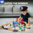 TOY Life Wooden Train Set for Toddlers 2-4, 56PCS Police Station Train Toys with Wooden Train Track Set, Magnetic Police Car Set, Toys for 3 4 5 6 Year Old Boys Kids, Compatible with Major Brand