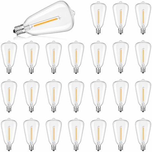 ST38 LED Solar Replacement Bulbs,1W Equal to 5W,DC 3V Plastic E12 Screw Base Shatterproof & Waterproof Globe Bulbs Light for Outdoor String Lights,Patio Cafe Bistro Decor, 2700K Warm White,25 Pack ST38 LED Solar Replacement Bulbs,1W Equal to 5W,DC 3V Plastic E12 Screw Base Shatterproof & Waterproof Globe Bulbs Light for Outdoor String Lights,Patio Cafe Bistro Decor, 2700K Warm White,25 Pack