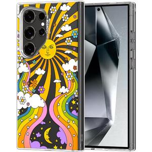 MOSNOVO Case for Samsung Galaxy S24 Ultra, [Buffertech 6.6ft Military-Grade Drop Protection] [Anti Peel Off Tech] Clear TPU Bumper Phone Case Cover Design - 70's Psychedelic Groovy Art