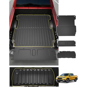 Bed Mat & Tailgate Liner for Honda Ridgeline (2017-2026 2025, 5.3FT), All Weather Bed Liner with Storage Mat, TPE Heavy Duty Tailgate Protector, Non-Slip & Waterproof, 2022 2023 2024 Truck Accessories