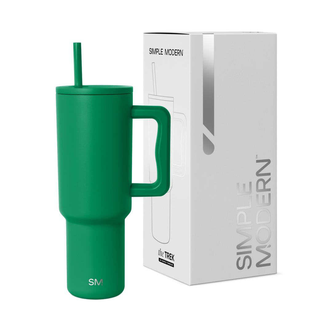 Simple Modern 40 oz Trek Tumbler with Handle and Lid | Cup Holder Friendly Insulated Stainless Steel Travel Mug | Kelly Green