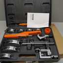 VEVOR Pipe Tube Bender, 1/4"-7/8" O.D. Ratcheting Tubing Bender, 90 Forward/Reverse Pipes Bending Tools with 7 Dies and Pipe Cutter for HVAC Air Conditioning Refrigerator Repair