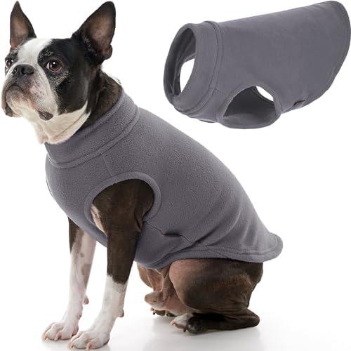 Gooby Stretch Fleece Vest Dog Sweater - Gray, Large - Warm Pullover Super Stretchy Fleece Dog Jacket for Small to Large Dogs, Large