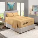 Nestl Full Size Sheet Set, 4 Piece Extra Deep Pocket (18-24 inches), Microfiber, Hotel Luxury, Soft, Breathable, Wrinkle-Free, Easy to Care, Camel Gold