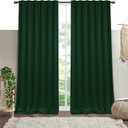 Forest Green Solid Panel Curtains, 63 Inches Long, Set of 2, 100% Cotton, Light Filtering for Privacy, Nature-Inspired Farmhouse Look, Great for Bedroom, Living Room, 54" W x 63" L
