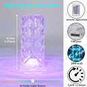 Finktonglan 6.3-Inch Rechargeable Crystal Table Lamp, Remote and Touch