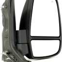 Replacement Passenger Right Side Mirror Manual Folding Power and Heated Glass With Indicator Fit Ford Transit 150 250 350 from 2015 to Onward, 12 inches x 6 inches