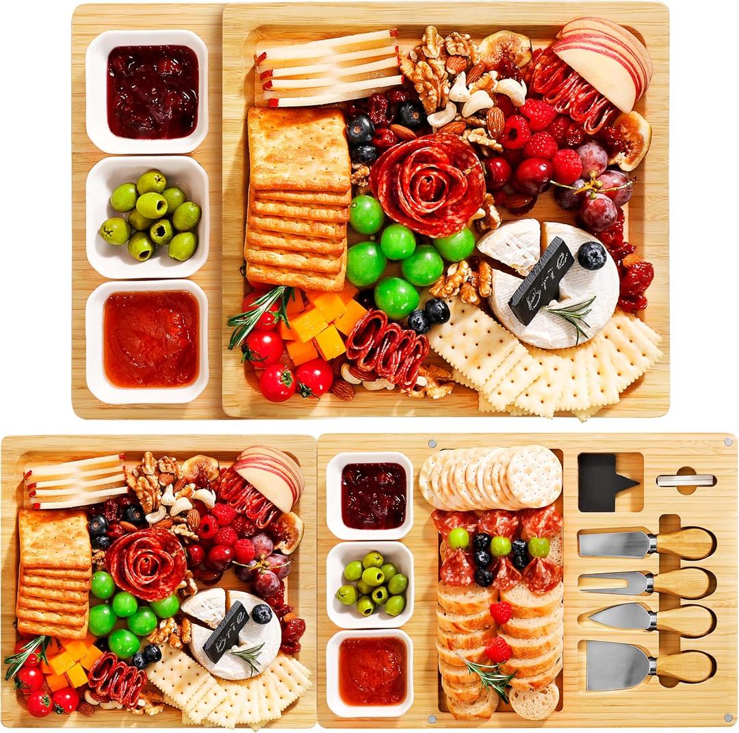 Easoger Charcuterie Boards Set - 3 in 1 Magnetic Extra Large Cheese Board with 3 Bowls, House Warming Gifts New Home, Wedding, Bridal Shower, Christmas Gifts for Women