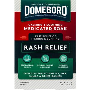 Domeboro Medicated Soak Rash Relief (Burows Solution), 12 Count (Pack of 1) - Packaging May Vary