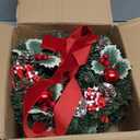 3 Pcs 12 Inch Small Christmas Wreath Mini Christmas Door Wreath with Ball Frosted Pinecone Berried Holly Christmas Decorations for Indoor Window Wall Stairs Room Home Office Decor Kitchen