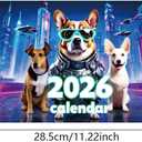 2026 Calendar Table Calendar,11.2" x 8.3",Cool Cat and Dog Calendar (Tech Dog)