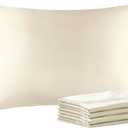 BEDELITE Satin Pillowcase with Zipper 4 Pack, Beige Pillow Cases Queen Size, Super Soft and Cooling Similar to Silk Pillow Cases, Gift for Women Men(20x30 Inches)