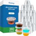 Dealusy 150 Set 2 oz Jello Shot Cups with Lids, Sturdy & Food Safe Disposable Plastic Portion Condiment Dipping Sauce Cups, Small Containers for Salad Dressing