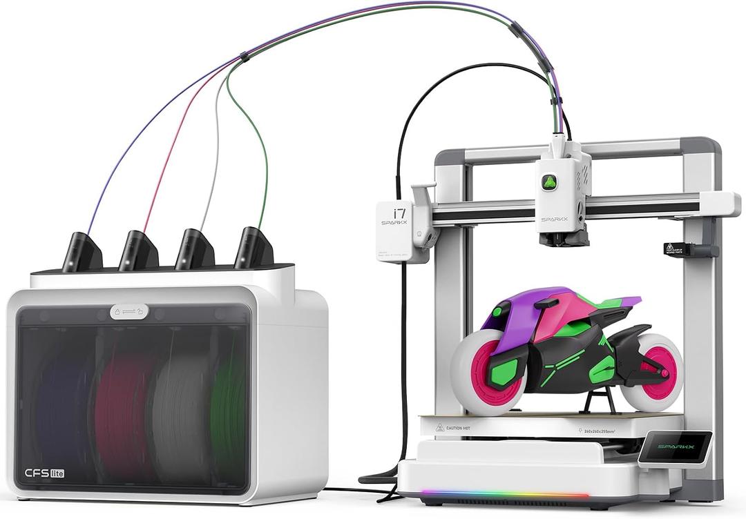 Creality SPARKX i7 Combo 3D Printer, Multi Color with CFS Lite High Speed AI Photo-to-3D Printing 95% Pre-Assemble Auto-Leveling Custom RGB Quick-Swap Essential Parts 10.2410.2410 inch