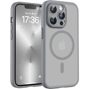 TOCOL Magnetic for iPhone 13 Pro Max Case, Upgraded Full Camera Protection, Compatible with Magsafe, Drop Protection, Translucent Matte Back for iPhone 13 Pro Max 6.7 inch (Gray)