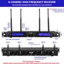 MicrocKing Wireless Microphone System, 8-Channels UHF Cordless Dynamic Handheld Mics, Long Range 400ft, Auto Connect, Ideal for Karaoke Party Wedding Speech and Outdoor Events