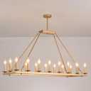 QJMPP Gold Dining Room Light Fixture,Rectangular Chandelier,Rectangle Chandeliers for Dining Room,Farmhouse Antique Light Fixtures for Kitchen Island(48-Inch 18-Light)