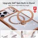 CASEKOO Rose Gold Pearl Sparkle 360 Spin Magnetic Stand for Glossy iPhone 17 Pro Case for Women, Fit for MagSafe, 17FT Drop Protection, Chic Design for 17 Pro Case with Stand, Sparkle Rose Gold