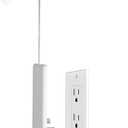 CABOCASA 8FT Ultra Flat Plug Extension Cord Power Strip with 3 Outlets, Patented Detachable Ultra-Thin Outlet Cover Concealer & Ultra-Flat Plug, Max. 13A 125V 1625W ETL Listed, White Color