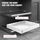 4 Pack Expandable Pull Out Cabinet Organizer 21"Deep With Raising Pad for Framed Cabinets,Upgrade 3 Slide Rails Slide Out Drawers,No Drill Roll Out Shelves,Adjustable Width 12.1"-20.4" White