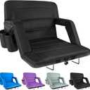 Stadium Seats with Back Support Wide, Exclusive Bleacher Chairs with Back and Cushion Folding Stadium Chairs, 6 Reclining Positions Waterproof Bleacher Seats with 2 Hooks (Wide|22.5" Black)