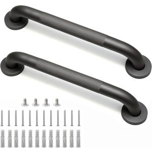 Shower Grab Bar, 2 Pack 16 Inch Gray Bathroom Grab Bar, 1.25" Diameter 304 Stainless Steel Anti-Slip Grab Bars for Bathtubs and Showers, Handicap Shower Grab Bar for Seniors Elderly