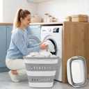 46L/12 Gal Collapsible Laundry Baskets, Foldable Hamper with Handles, Plastic Pop Up Storage Container for Laundry, Home, Dorm, Travel - Gray/White, Set of 2
