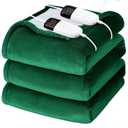 Heated Electric Blanket King Size - 90" x 100" Heating Blanket with Dual Control, 10 Heating Levels & 8 Hours Auto Off, Soft Warm Flannel Blanket, Christmas Birthday Gifts for Senior Grandma (Moss)