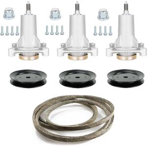 54" Deck 187292 Spindle Rebuild Kit Fits for Husqvarna GTH2654T LGT2654 YTH2454, Includes 3 Spindles 192870 532187292, 3 Pulleys 129861 153535 173436, 1 147 1/2" Belt 196103 53219610